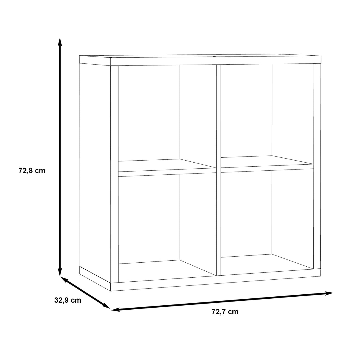 Wooden Shelving Unit With 4 Open Storage Cubes - Mauro