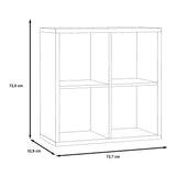 Wooden Shelving Unit With 4 Open Storage Cubes - Mauro