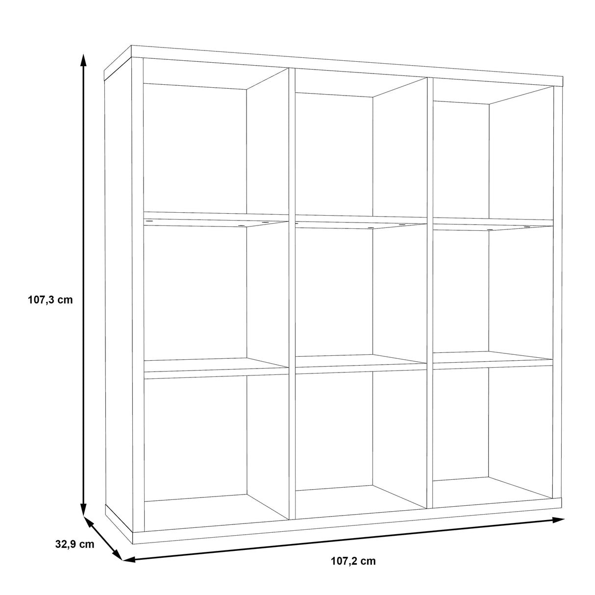 Wooden Shelving Unit With 9 Open Storage Cubes - Mauro