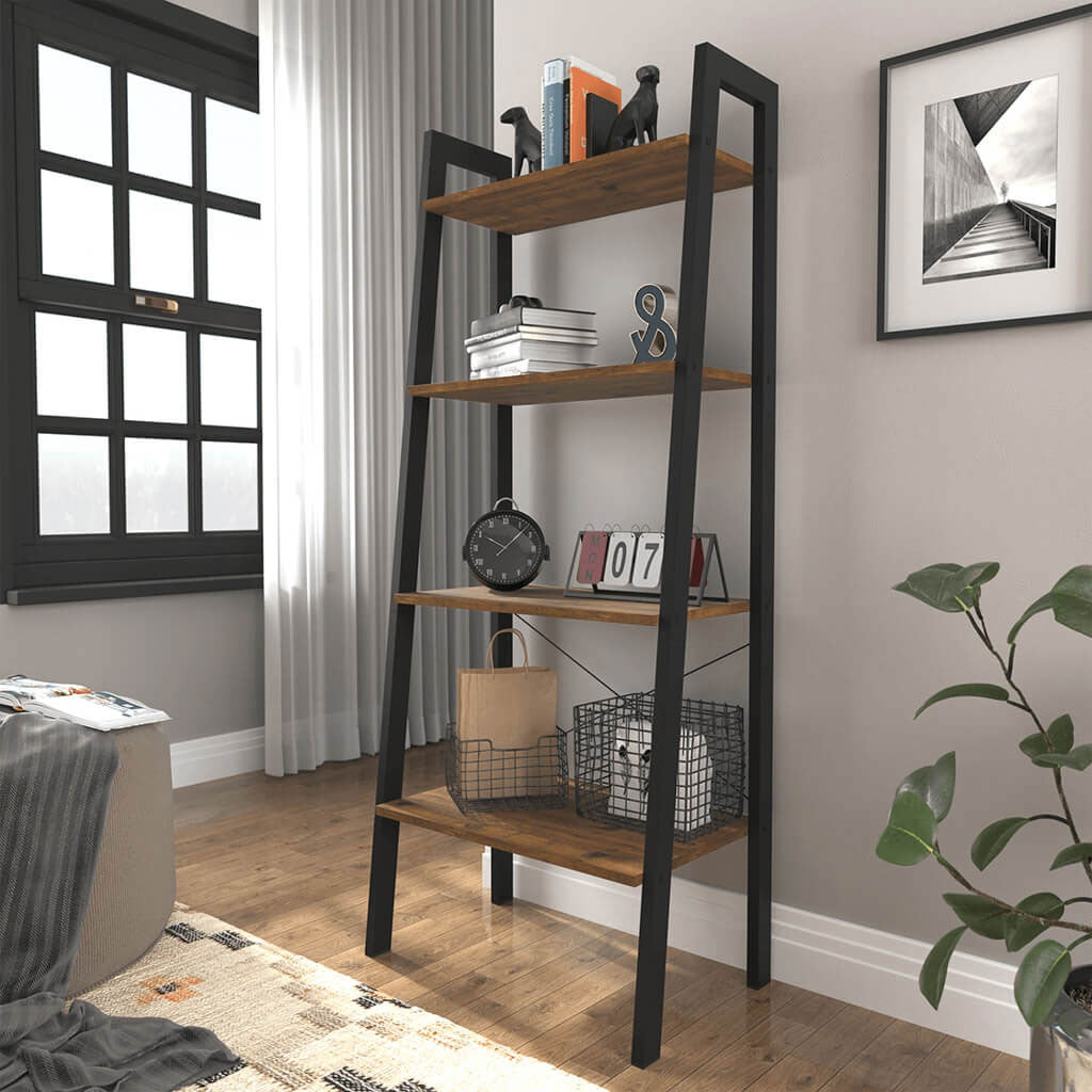 Wooden Shelving Unit With Black Metal Frame - Ealing