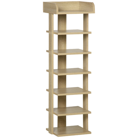 Wooden Shoe Rack 32cm Wide 7 Tier - Velmora
