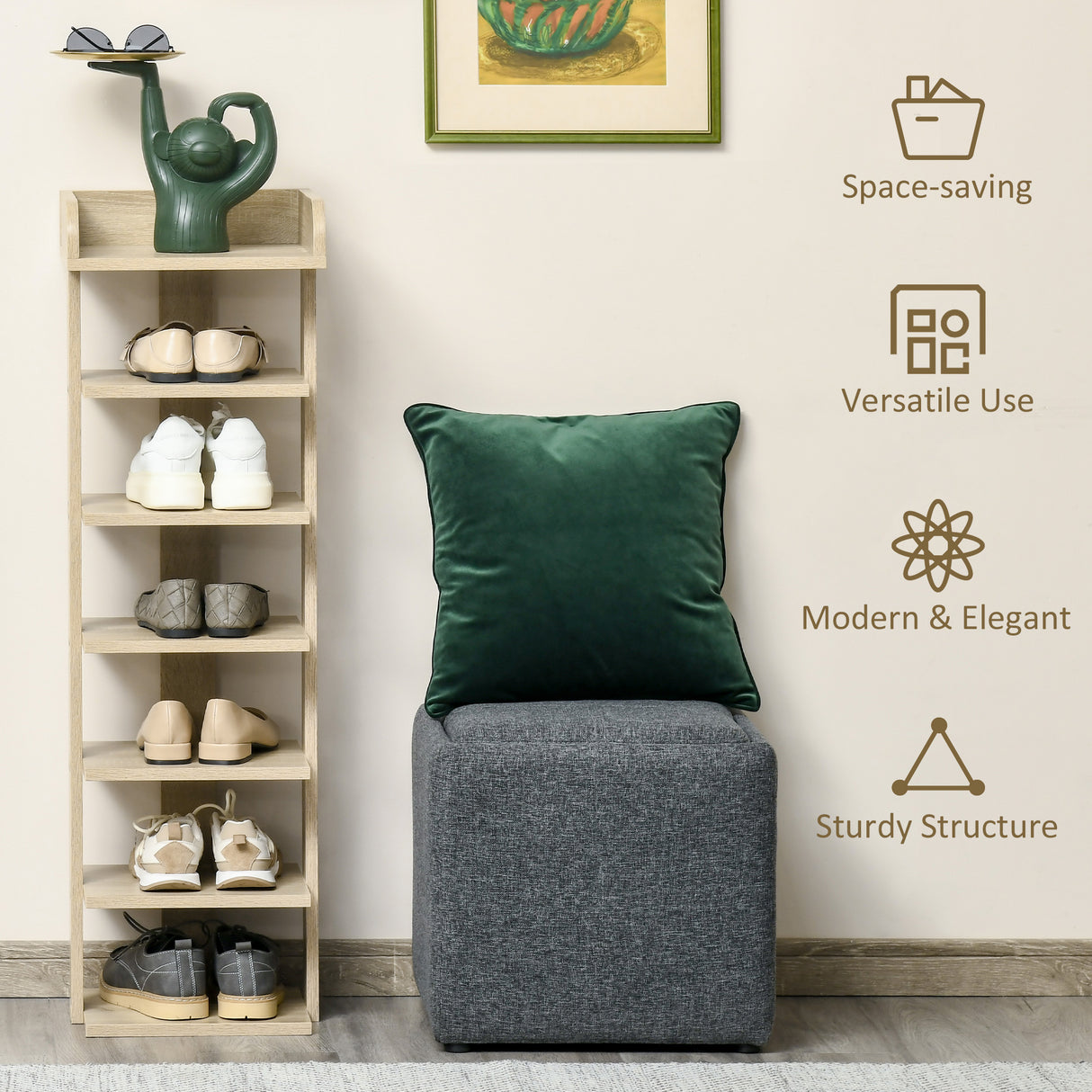 Wooden Shoe Rack 32cm Wide 7 Tier - Velmora
