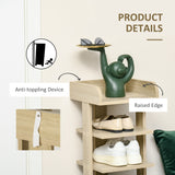 Wooden Shoe Rack 32cm Wide 7 Tier - Velmora