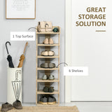 Wooden Shoe Rack 32cm Wide 7 Tier - Velmora
