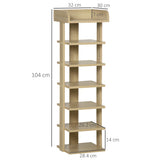 Wooden Shoe Rack 32cm Wide 7 Tier - Velmora
