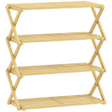 Wooden Shoe Rack 60cm Wide 4 Tier - Velmora