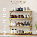 Wooden Shoe Rack 60cm Wide 4 Tier - Velmora