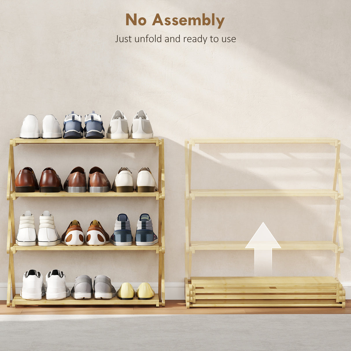 Wooden Shoe Rack 60cm Wide 4 Tier - Velmora