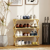 Wooden Shoe Rack 60cm Wide 4 Tier - Velmora