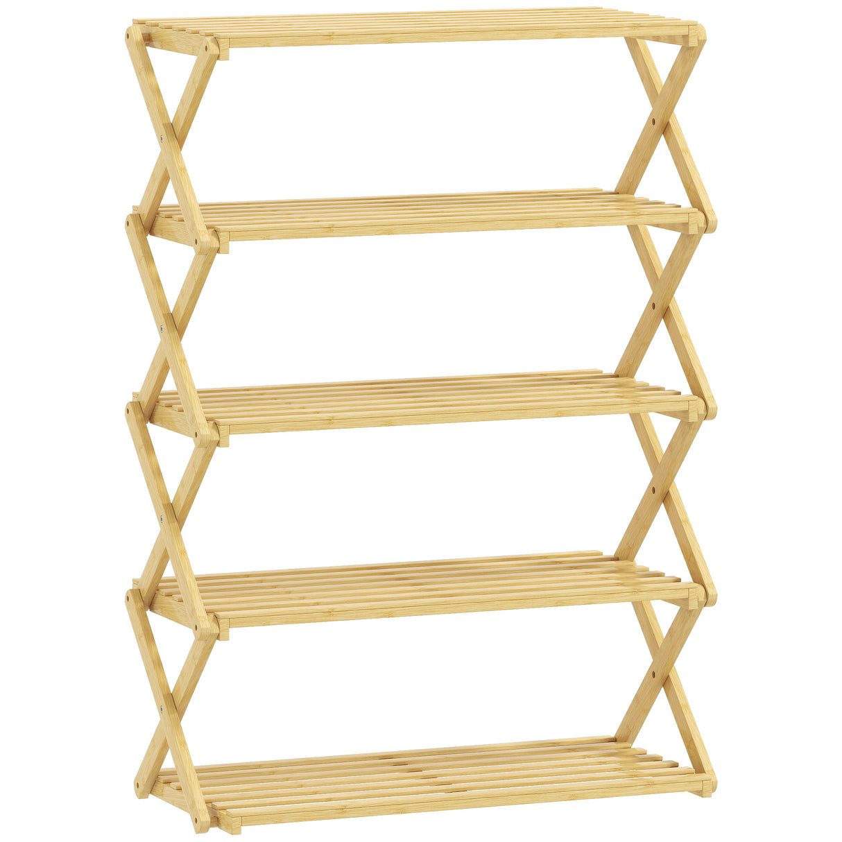 Wooden Shoe Rack 60cm Wide 5 Tier - Velmora