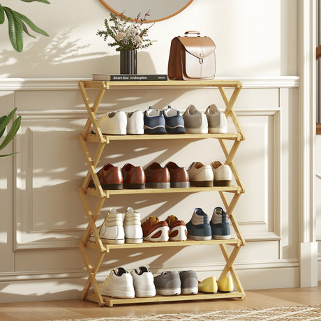 Wooden Shoe Rack 60cm Wide 5 Tier - Velmora