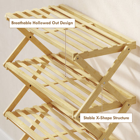 Wooden Shoe Rack 60cm Wide 5 Tier - Velmora