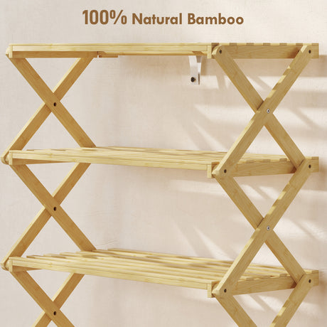 Wooden Shoe Rack 60cm Wide 5 Tier - Velmora