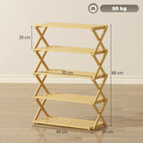 Wooden Shoe Rack 60cm Wide 5 Tier - Velmora