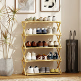 Wooden Shoe Rack 60cm Wide 5 Tier - Velmora