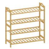 Wooden Shoe Rack 67.5cm Wide 4 Tier - Velmora