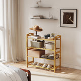 Wooden Shoe Rack 67.5cm Wide 4 Tier - Velmora