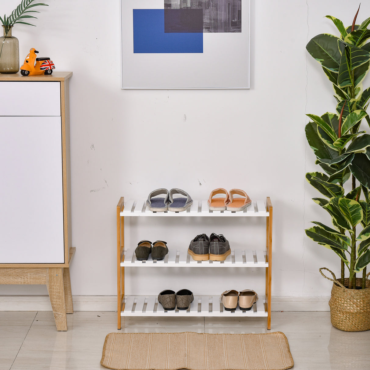 Wooden Shoe Rack 70cm Wide 3 Tier - Velmora