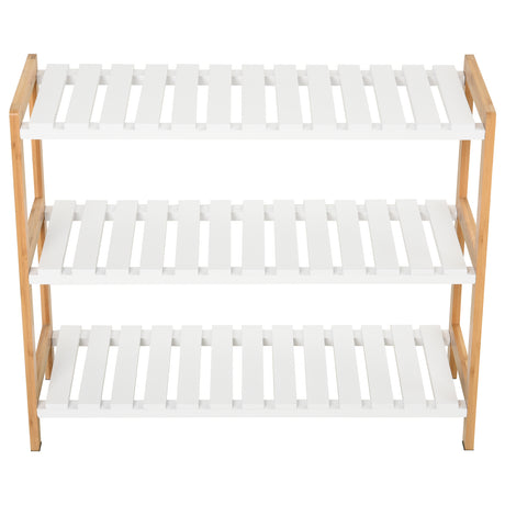 Wooden Shoe Rack 70cm Wide 3 Tier - Velmora