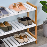 Wooden Shoe Rack 70cm Wide 3 Tier - Velmora