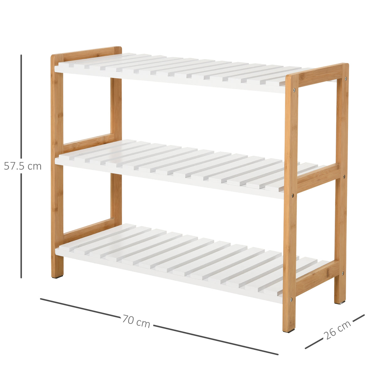 Wooden Shoe Rack 70cm Wide 3 Tier - Velmora