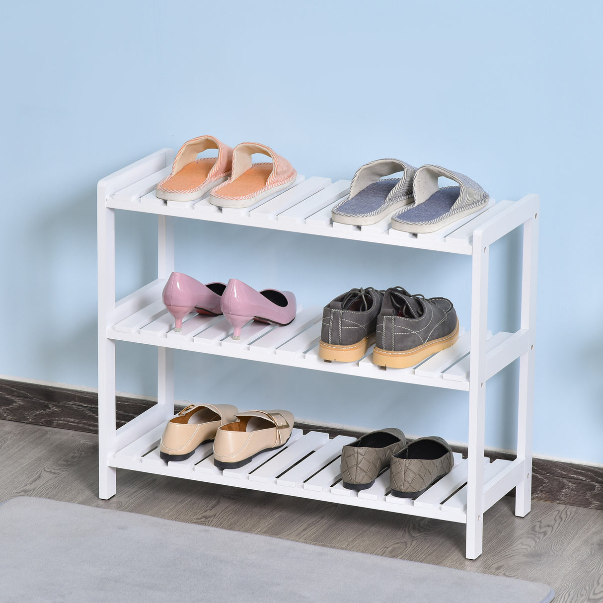 Wooden Shoe Rack 70cm Wide 3 Tier - Velmora
