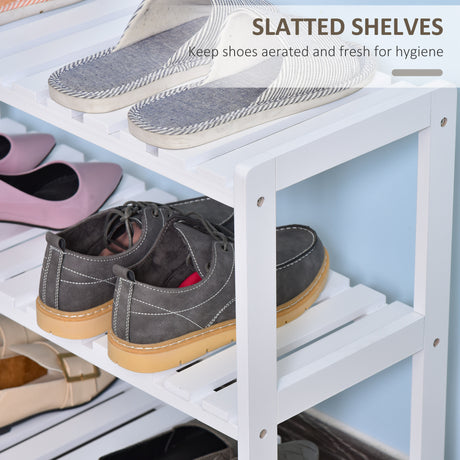Wooden Shoe Rack 70cm Wide 3 Tier - Velmora