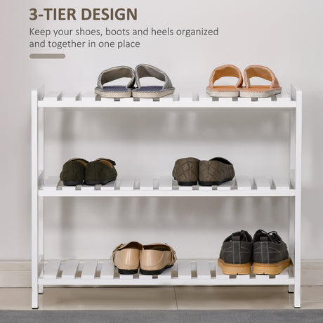 Wooden Shoe Rack 70cm Wide 3 Tier - Velmora