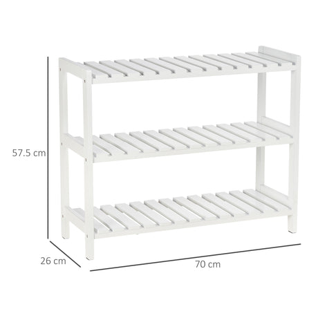 Wooden Shoe Rack 70cm Wide 3 Tier - Velmora