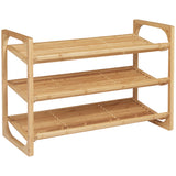 Wooden Shoe Rack 76cm Wide 3 Tier - Velmora