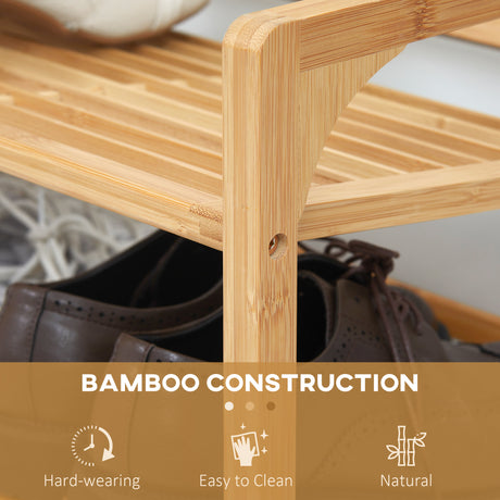 Wooden Shoe Rack 76cm Wide 3 Tier - Velmora
