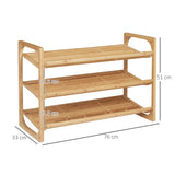 Wooden Shoe Rack 76cm Wide 3 Tier - Velmora