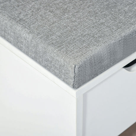 Wooden Shoe Storage Bench 101cm Wide With 1 Drawer And Cushion - Velmora