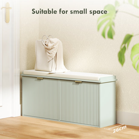 Wooden Shoe Storage Bench 104cm Wide With Cushion - Velmora