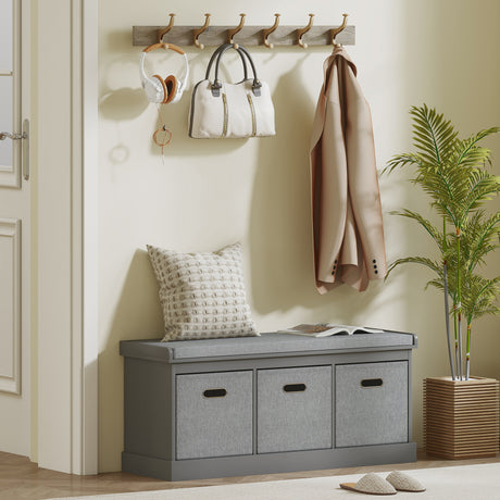 Wooden Shoe Storage Bench 105cm Wide With 3 Drawers - Velmora