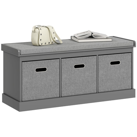 Wooden Shoe Storage Bench 105cm Wide With 3 Drawers - Velmora
