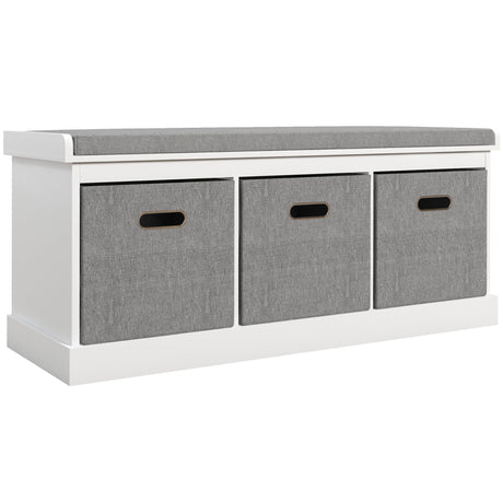 Wooden Shoe Storage Bench 105cm Wide With 3 Drawers - Velmora