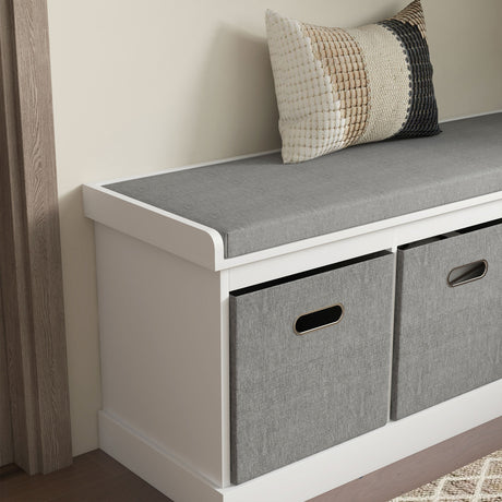 Wooden Shoe Storage Bench 105cm Wide With 3 Drawers - Velmora