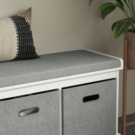 Wooden Shoe Storage Bench 105cm Wide With 3 Drawers - Velmora