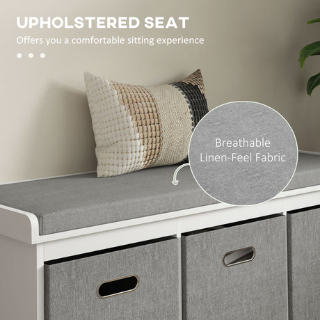 Wooden Shoe Storage Bench 105cm Wide With 3 Drawers - Velmora