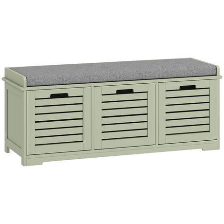 Wooden Shoe Storage Bench 108cm Wide With 3 Drawers - Velmora