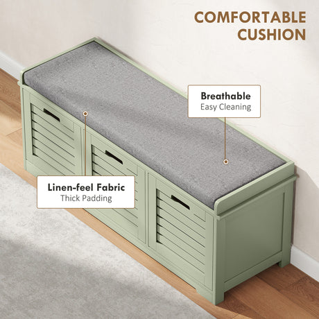 Wooden Shoe Storage Bench 108cm Wide With 3 Drawers - Velmora