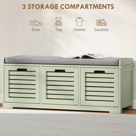 Wooden Shoe Storage Bench 108cm Wide With 3 Drawers - Velmora