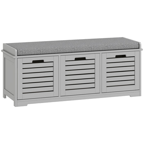 Wooden Shoe Storage Bench 108cm Wide With 3 Drawers - Velmora