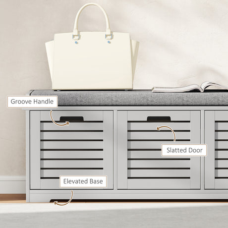 Wooden Shoe Storage Bench 108cm Wide With 3 Drawers - Velmora