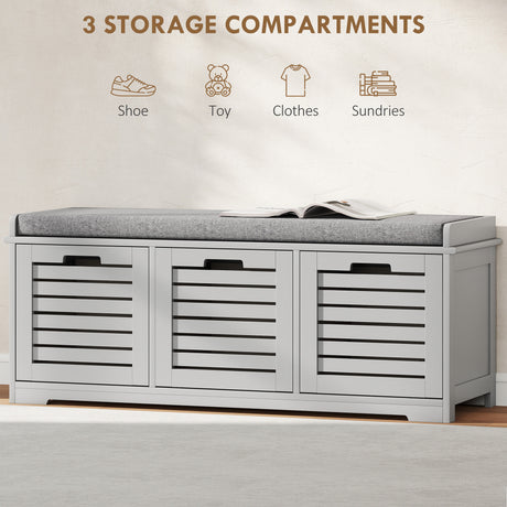 Wooden Shoe Storage Bench 108cm Wide With 3 Drawers - Velmora