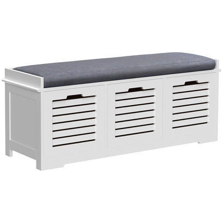 Wooden Shoe Storage Bench 108cm Wide With 3 Drawers - Velmora