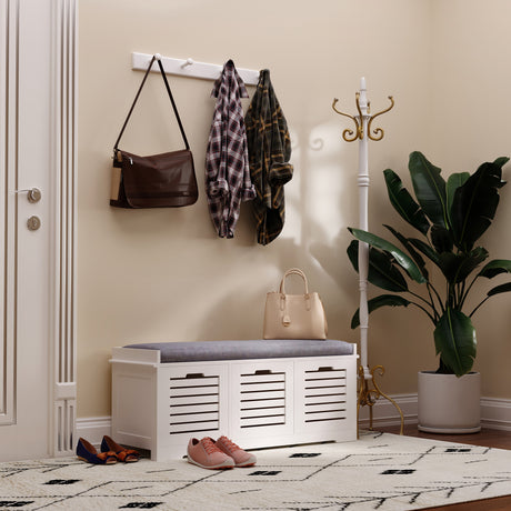 Wooden Shoe Storage Bench 108cm Wide With 3 Drawers - Velmora