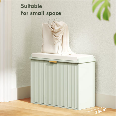 Wooden Shoe Storage Bench 62cm Wide With Cushion - Velmora