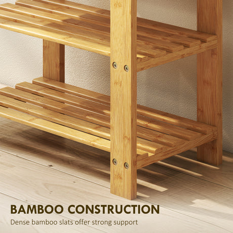 Wooden Shoe Storage Bench 70cm Wide 2 Shelves - Velmora